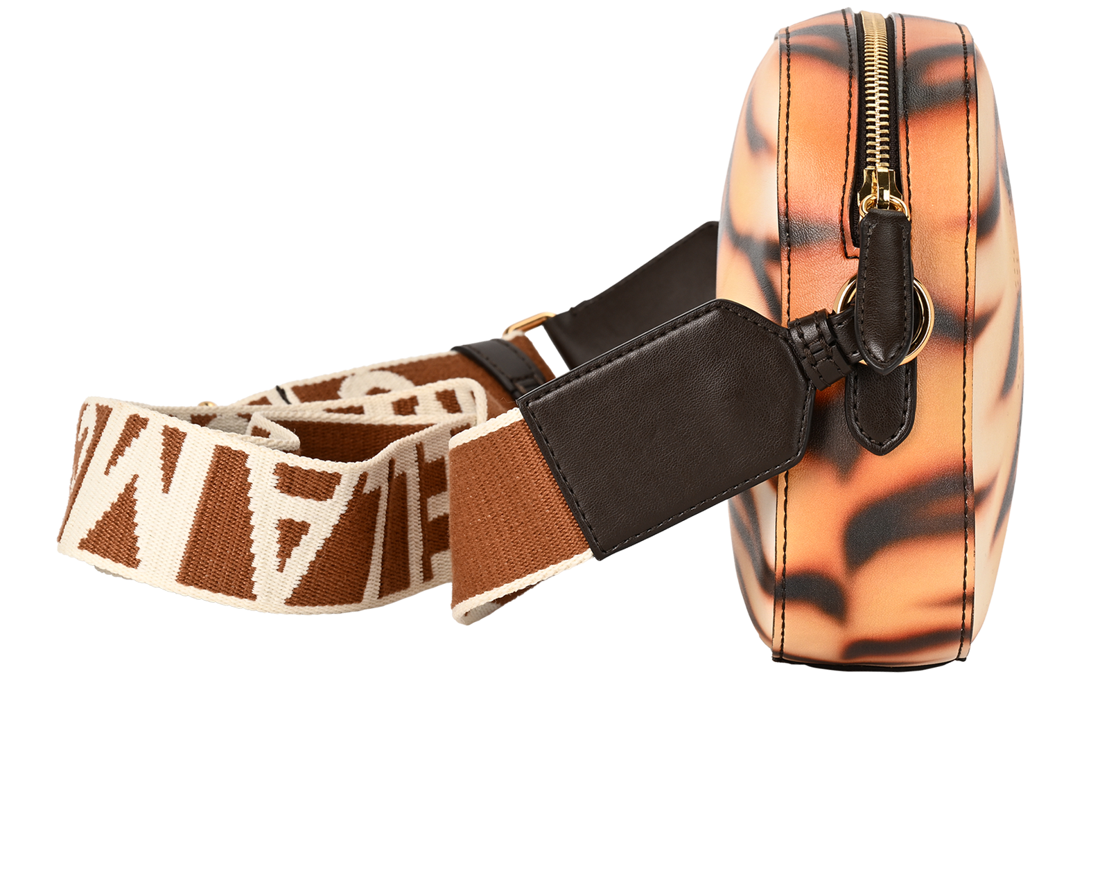 Logo Tiger Camera Bag, &pound;395, Handbags, Brown/Orange, Faux Leather, Side view